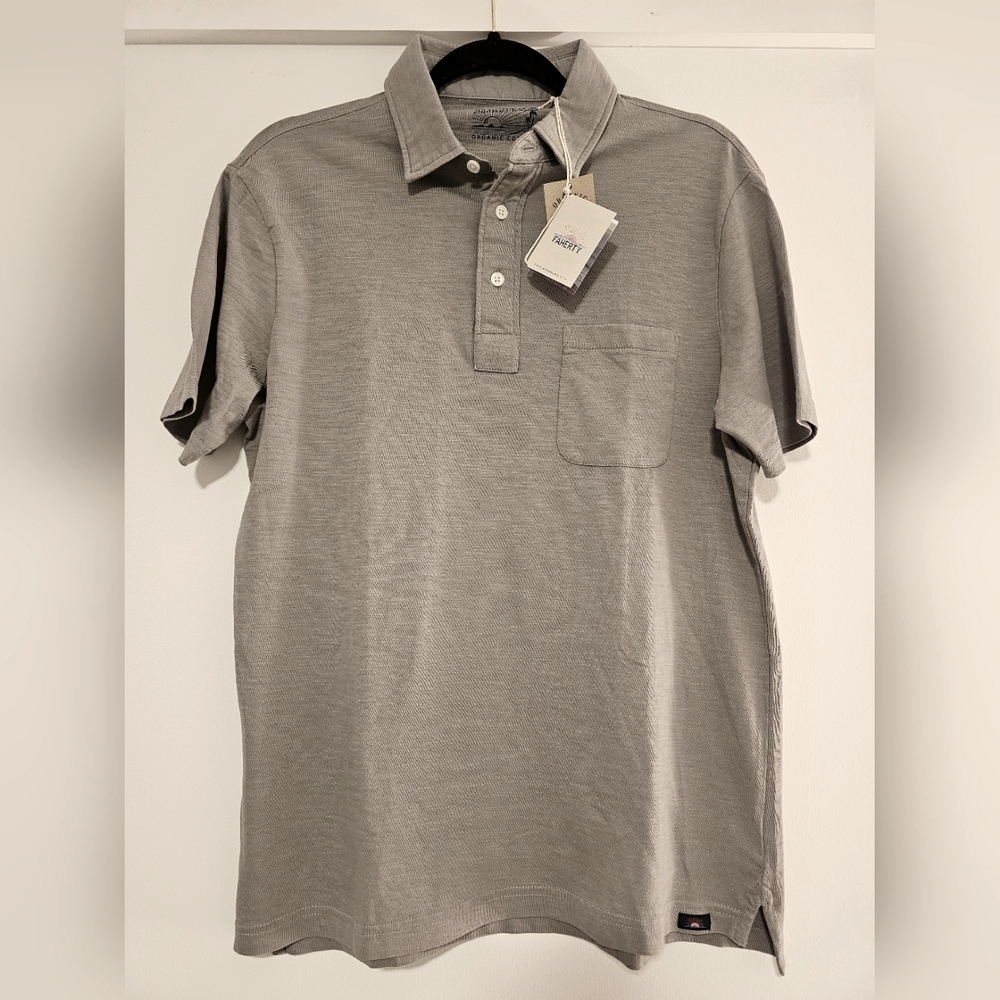 Faherty Organic Cotton Gray Polo NWT